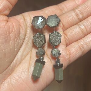 Kendra Scott Gemma Gunmetal Druzy Earrings